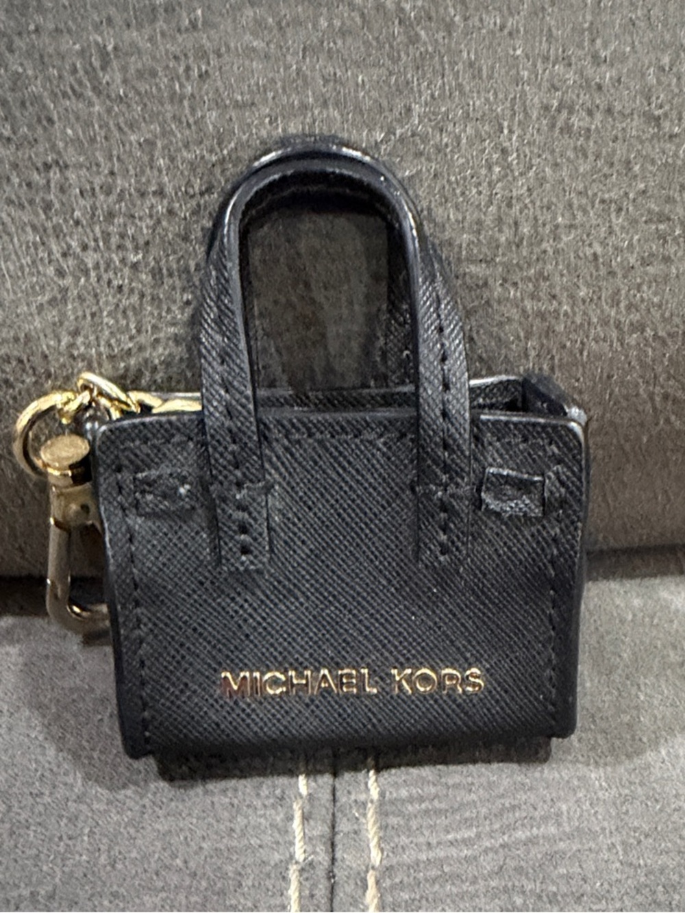 Michael Kors Black Saffiano Mini Tote Bag Charm with Gold Hardware